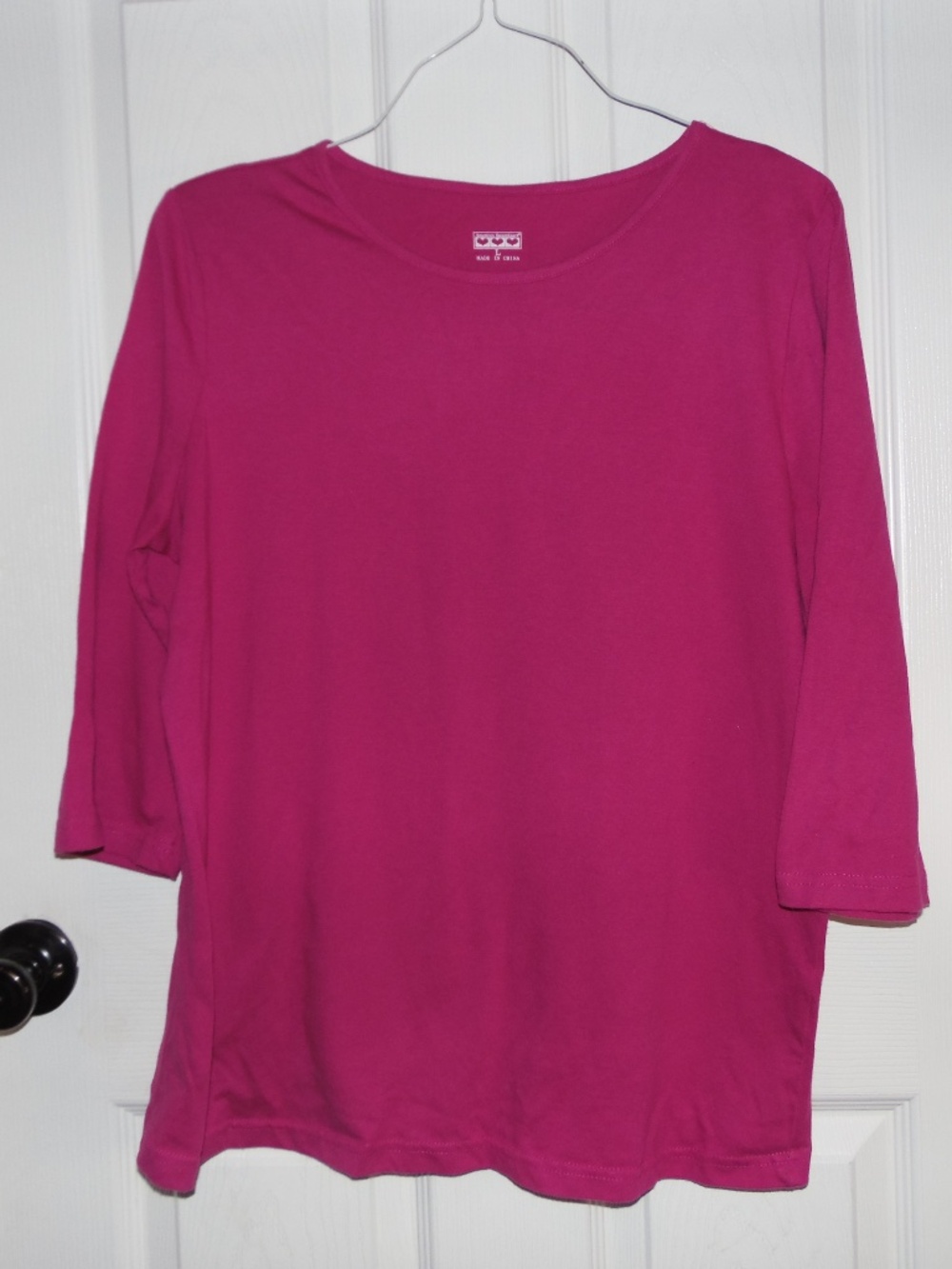 American Sweetheart Women’s Large Pink 3/4 Sleeve Basic Top